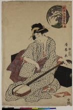 Shinpan imayō shiki: Eté, une fille accordant son samisen