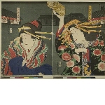 Half length portraits of actors as the courtesan Iwafuji and the shinzō Ohatsu 