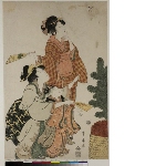 Een nieuwjaarsprent: Twee vrouwen spelen hanetsuki