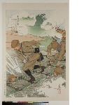Shina jihen hanga (Woodblock prints of the China Incident): n°6 - The pontoon bridge