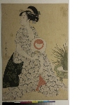 (Nishiki-ori Utamaro-gata shin moyō) (New patterns of brocade after Utamaro's style): Beauty wearing a summer dress (2nd edition)