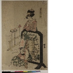 Fūryū gosekku asobi (Fashionable amusements of the Five festivals): Boy's festival - Boy posing as Watōnai beside a painting of a tiger