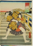Shiranui hakkei (Eight views of white embroidery): Evening glow at Brocade Bridge