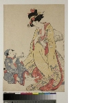 Fūryū goshiki no hana (Elegant flowers of Five shades of Ink): Woman and boy (beneath a branch of flowering plum)