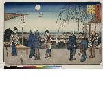 Edo meisho (Famous places in Edo): The willow tree Looking back the New Yoshiwara and the Nihon Enbankment
