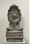 Mediterende Boeddha beschermd door de Naga