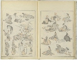 Hokusai manga 北斎漫画 (multiple copies of the 15 volumes)