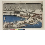 Tōto meisho (Famous places in the Eastern Capital): Snow over the precincets of Kameido Tenmangu Shrine