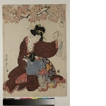 Fūryū goshiki no hana (Elegant flowers of Five shades of Ink): Woman and boy beneath a branch of cherry