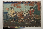 Sono sugata Yukari no utsushie (Genji appearances in illustration): N°16 - Genji and two ladies in waiting by a palanquin