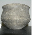 Grey carinated pot with parallel incised lines