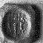 Stamp seal with two figures before a fire