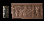 Cylinder seal with figure in front of a tree of life